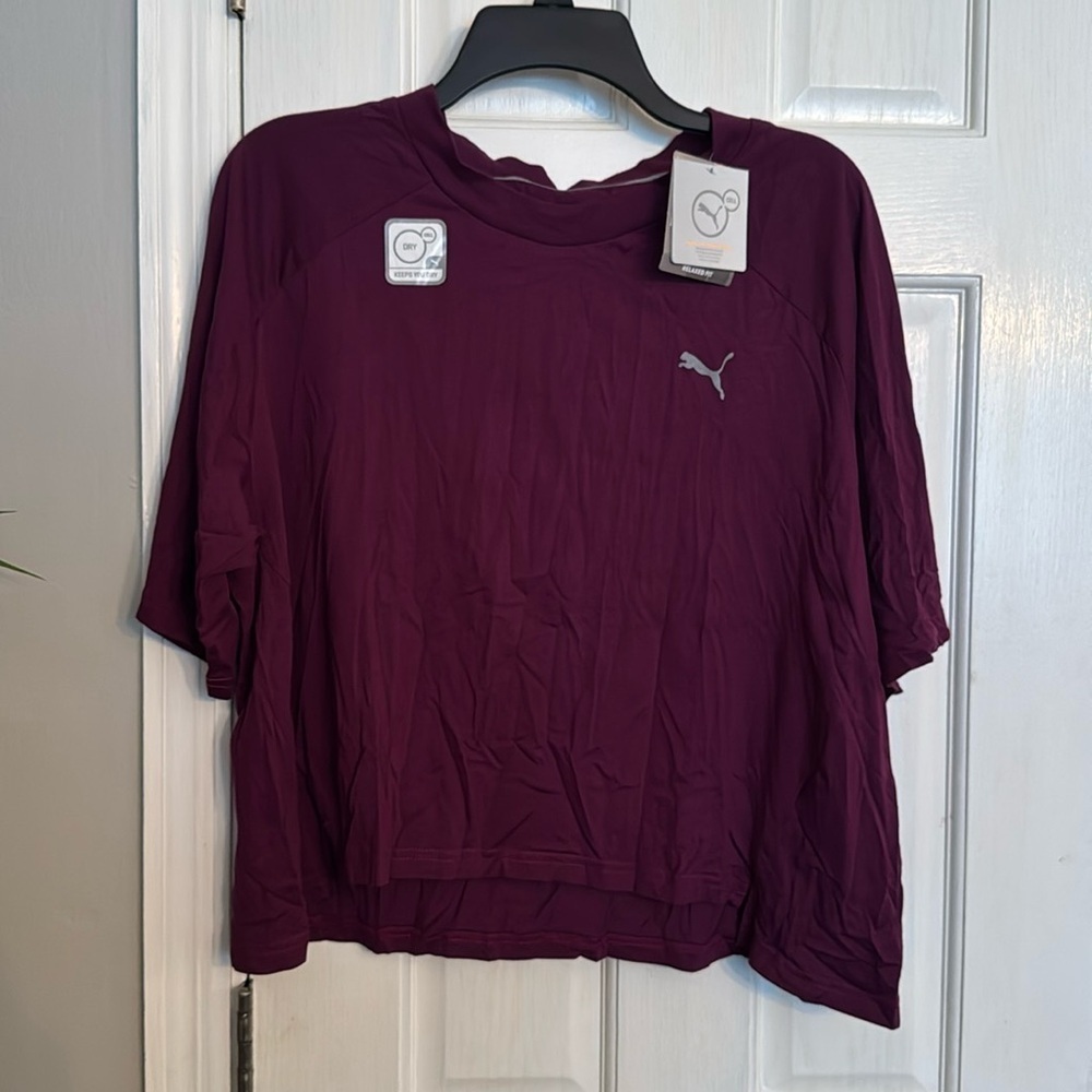 Puma dry cell relaxed fit purple crop top NWT XL